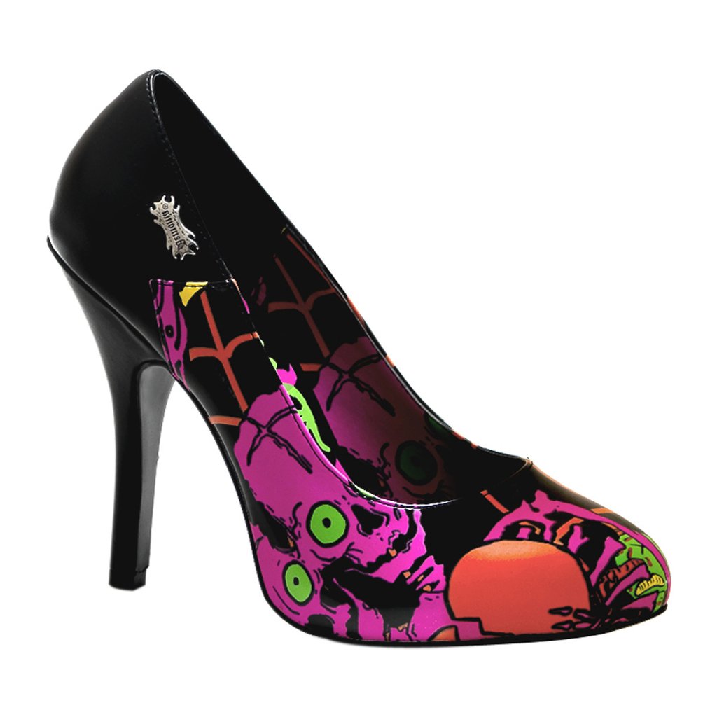 Chaussures Plateforme Demonia Zombie 02 Faux Cuir Femme - Noir 07426-IEKQ